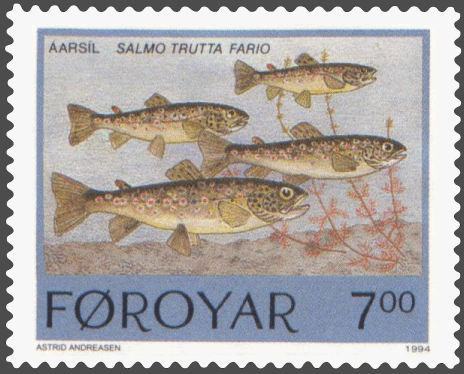 Кумжа на фарерской марке, выпущенной в 1994 году